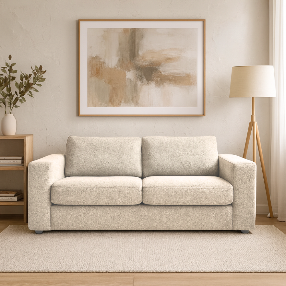 Wilmette 3 Seater Sofa Bed-Bright Beige