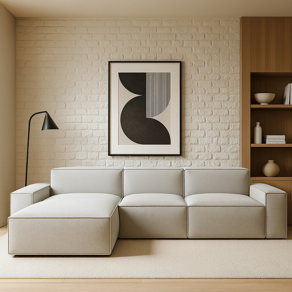 Maxwell  Sofa with chaise-Warm Linen- Left