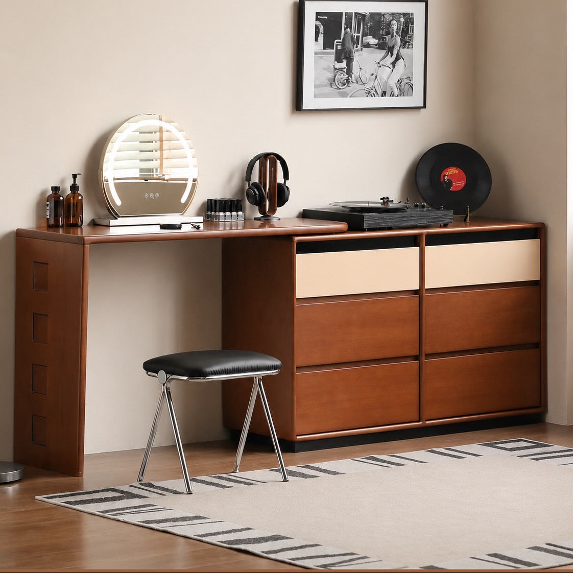 Yoyu Dressing Table Natural Yellow Poplar 120-208cm