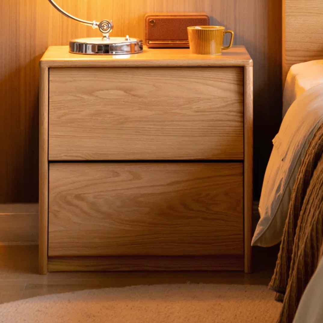 Hillcrest Bedside Table Natural Solid Ash 50cm