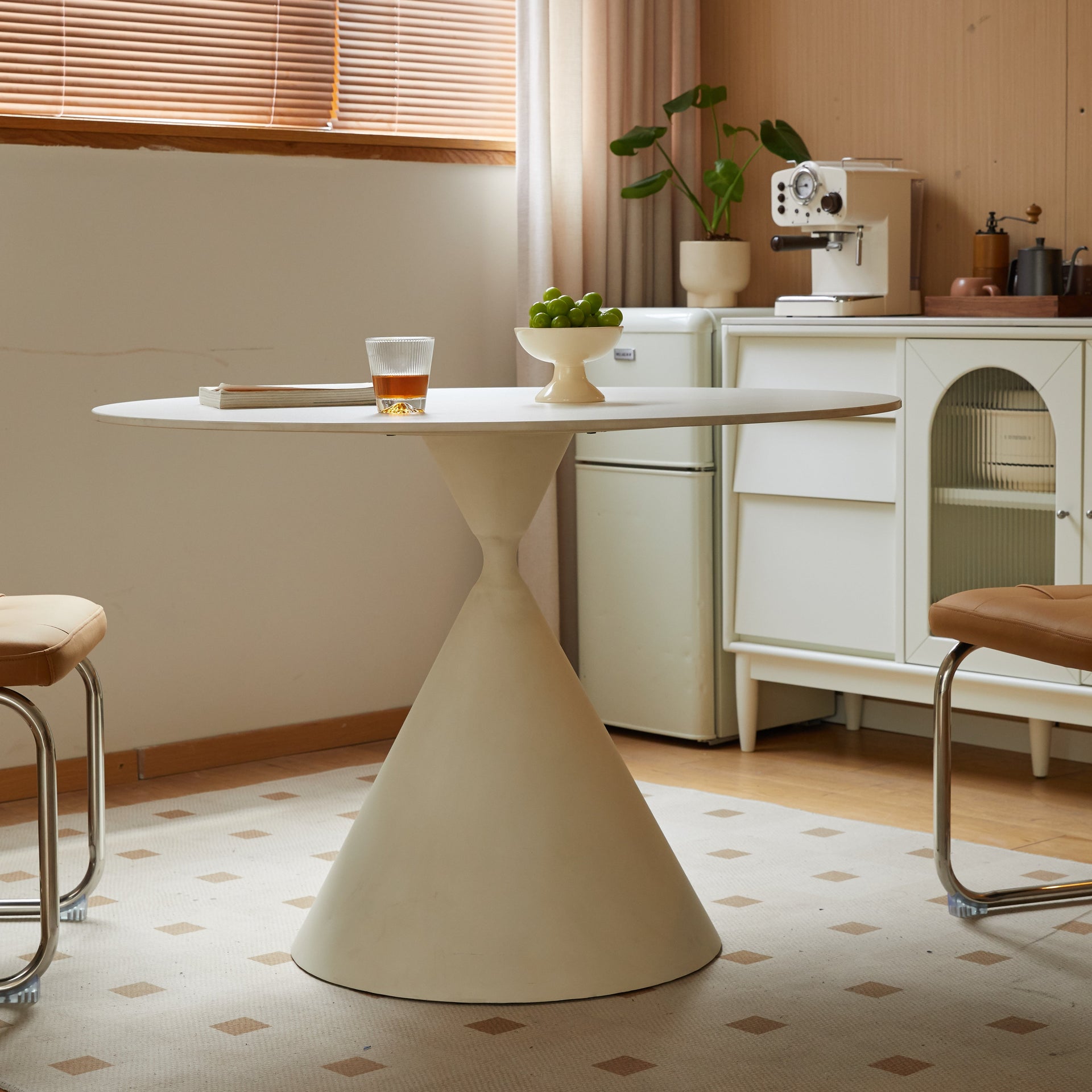 Alice Round Dining Table 110cm with Ceramic Top (White)