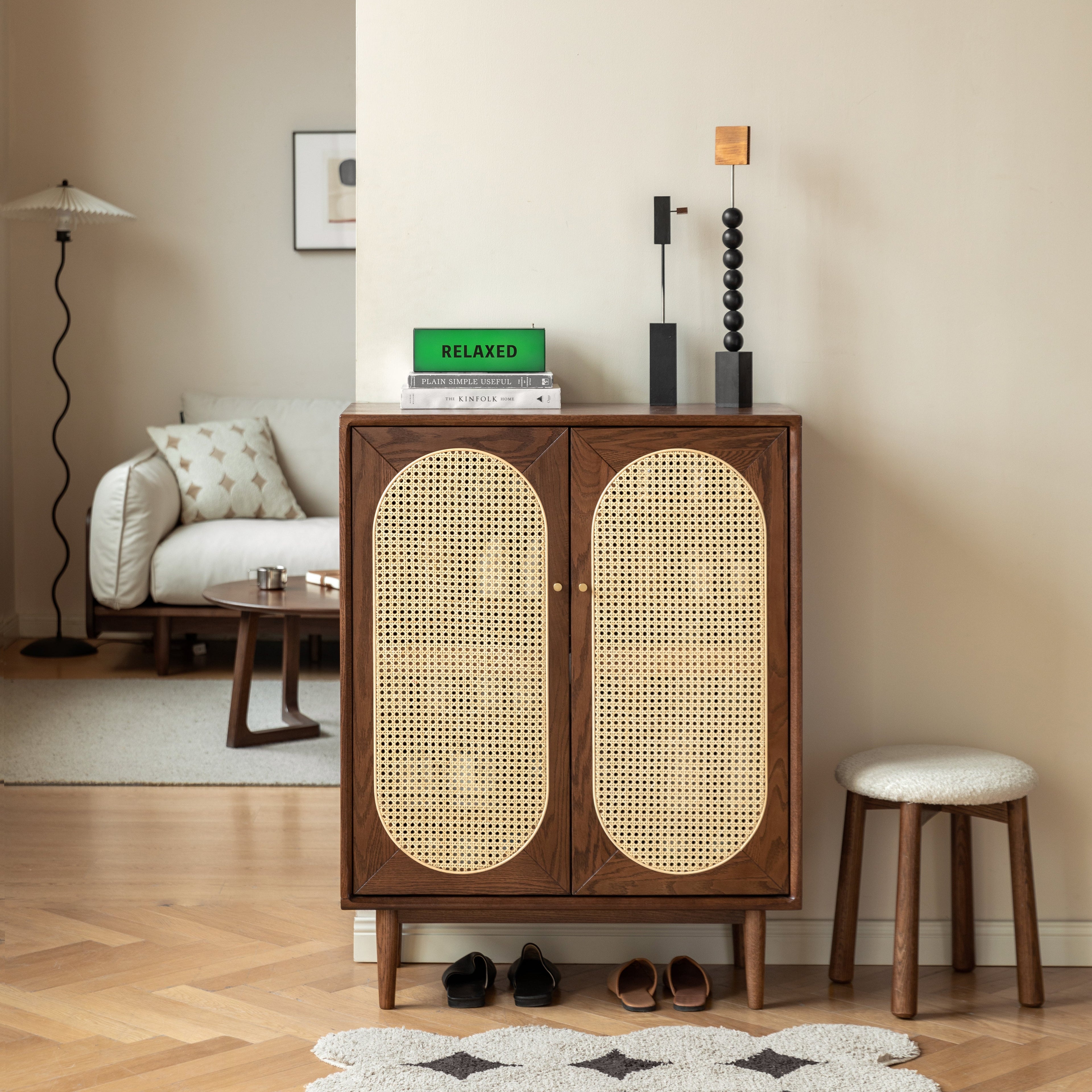 Alwyn Shoe Cabinet Natural Solid Oak 80cm