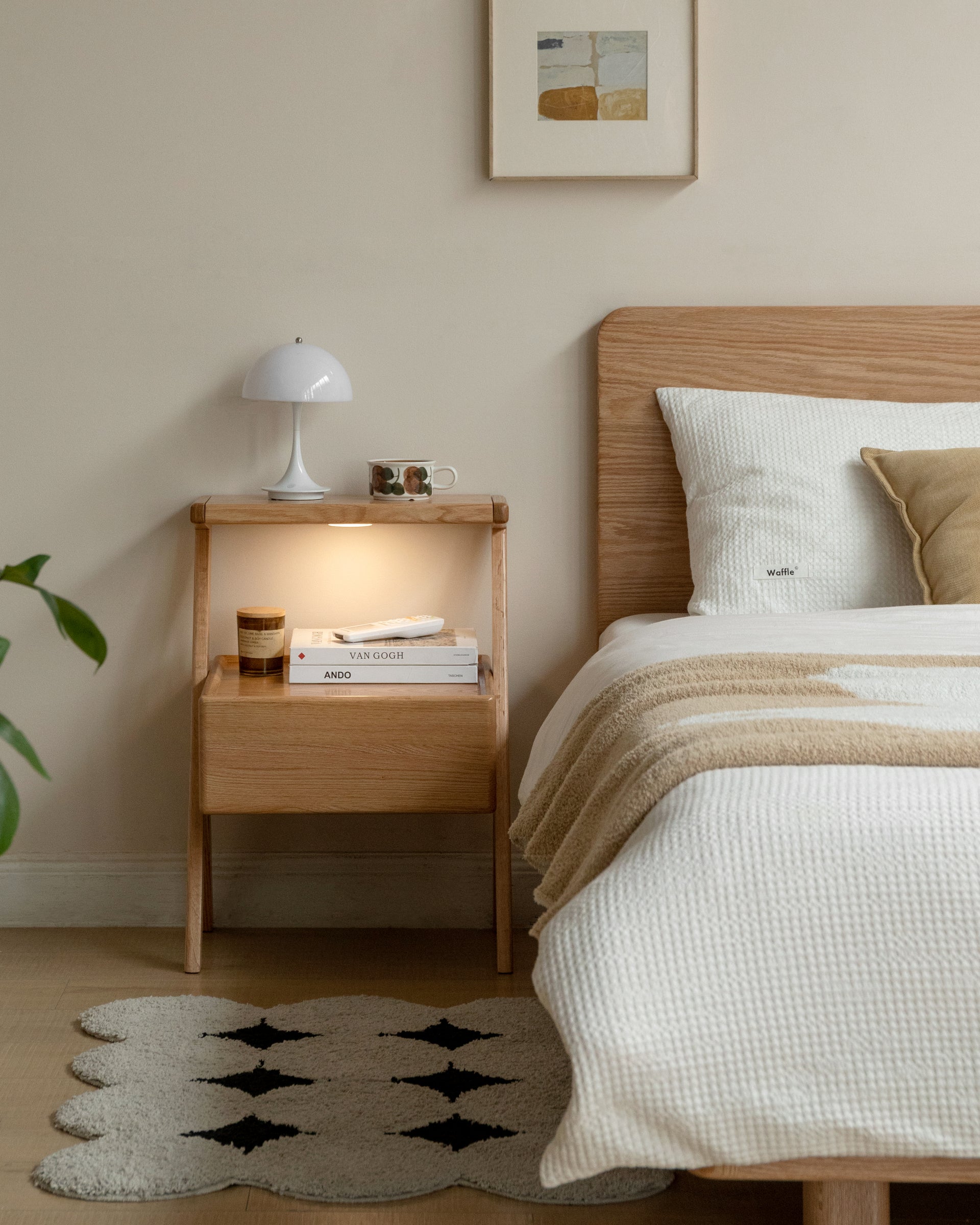 Barton Bedside Table Natural Solid Oak 45cm 