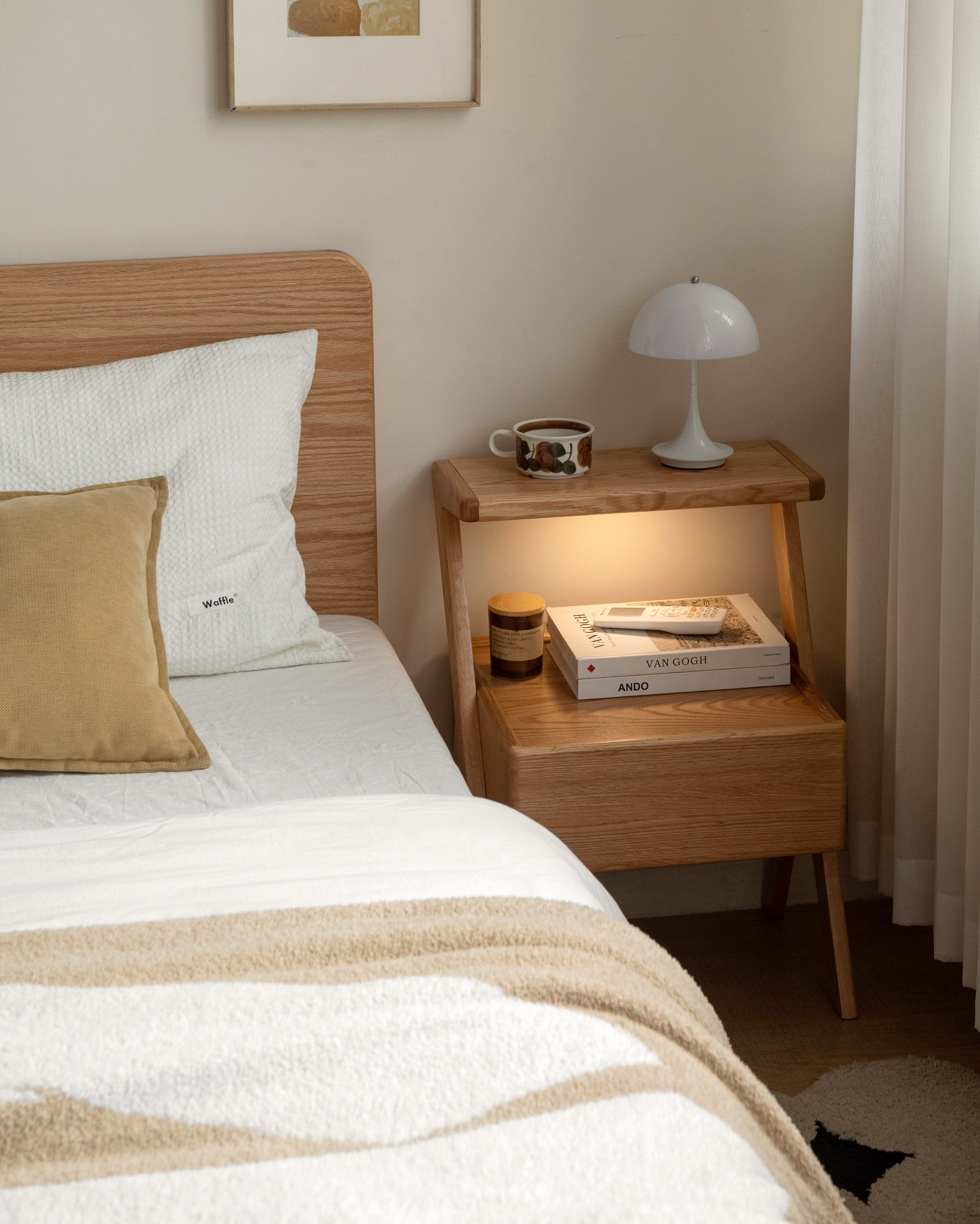 Barton Bedside Table Natural Solid Oak 45cm 