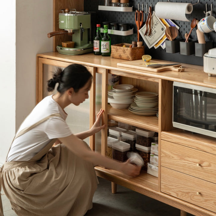 Beili Sideboard Buffet Natural Solid Ash