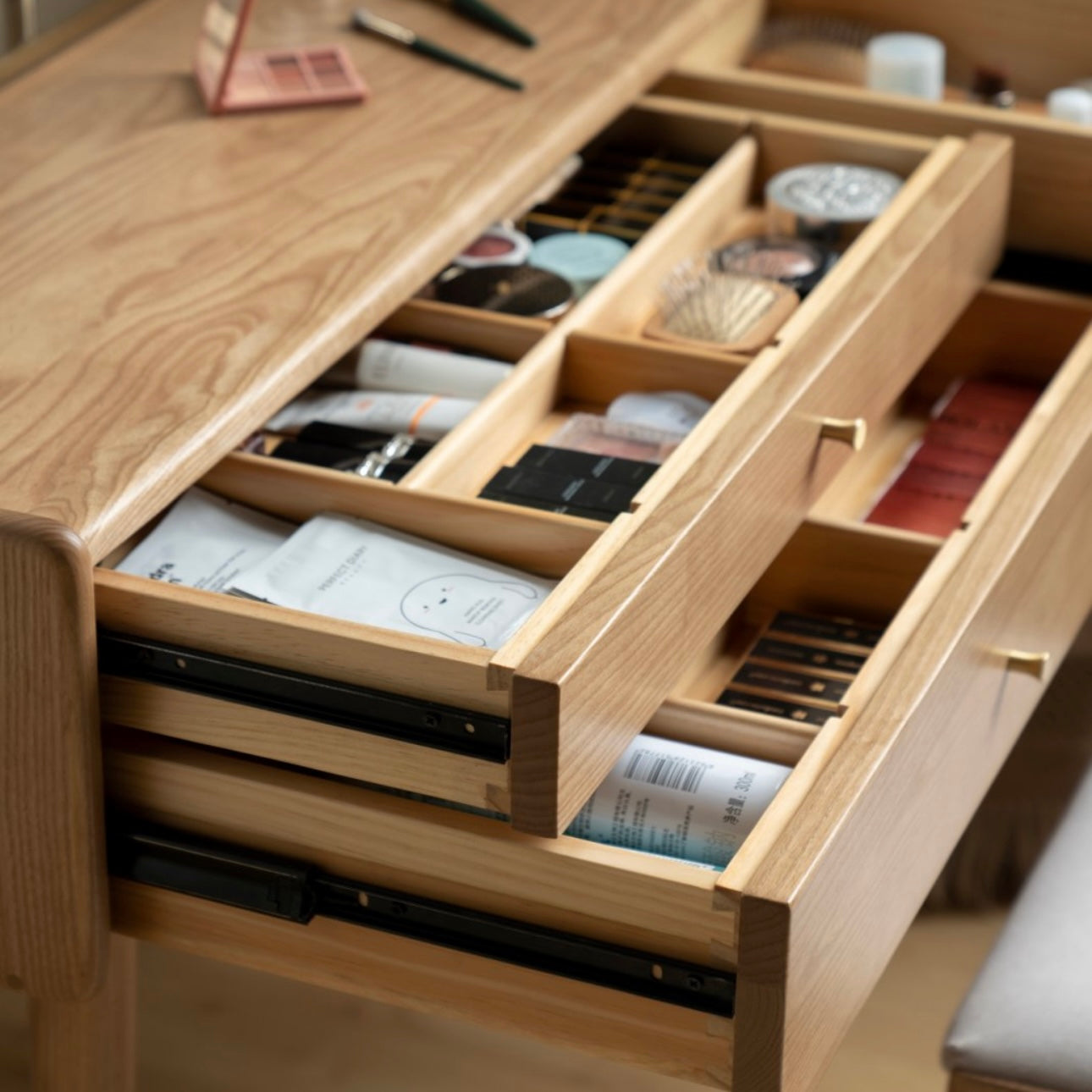 Beisai Dressing Table Natural Solid Ash 100cm