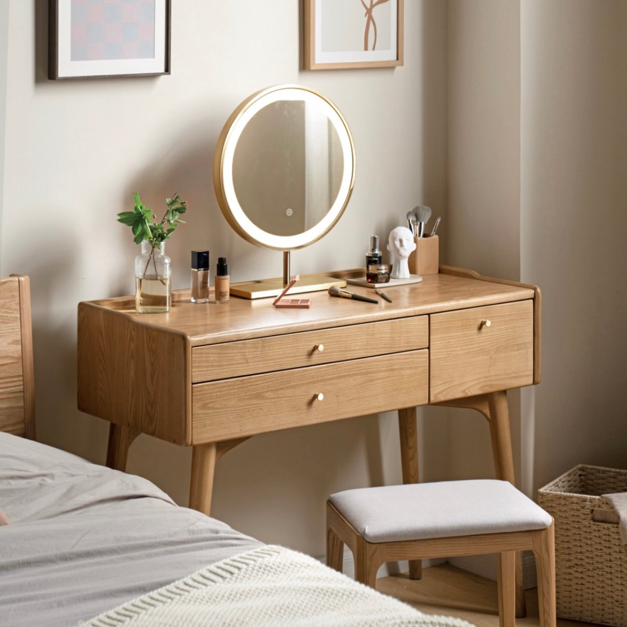 Beisai Dressing Table Natural Solid Ash 100cm