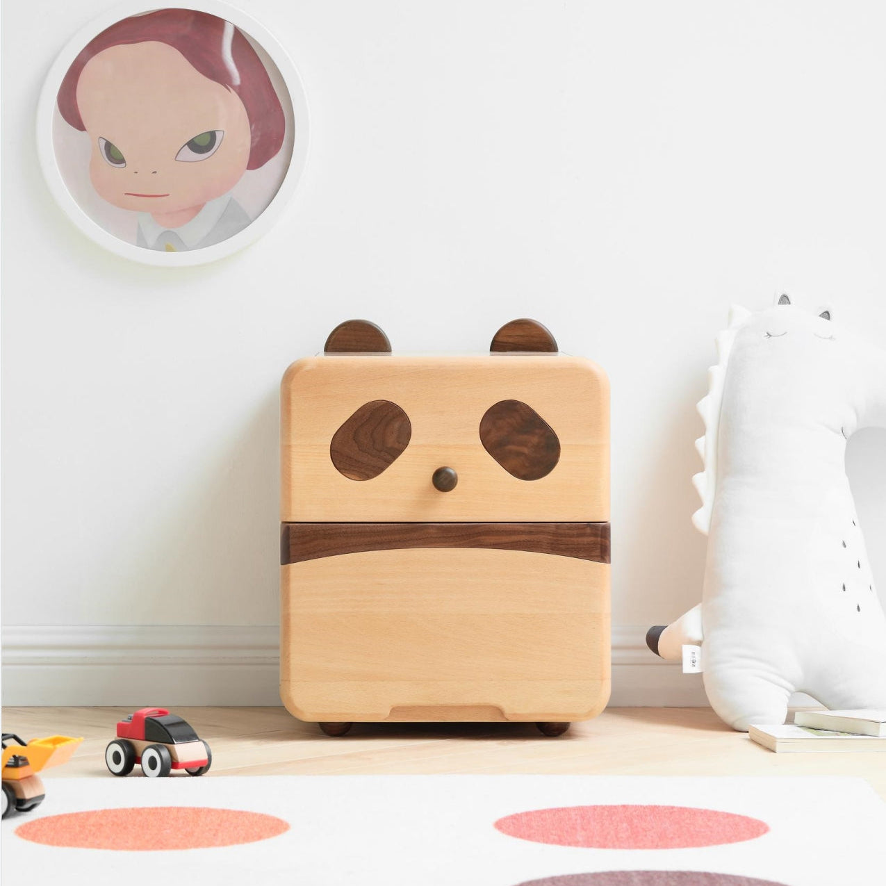 Bell Bedside Table Natural Solid Wood 38cm