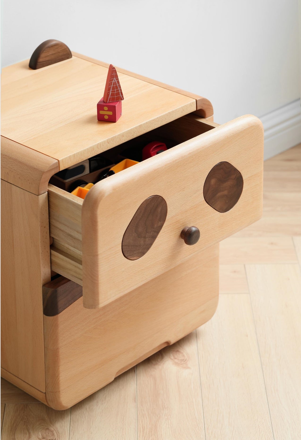 Bell Bedside Table Natural Solid Wood 38cm