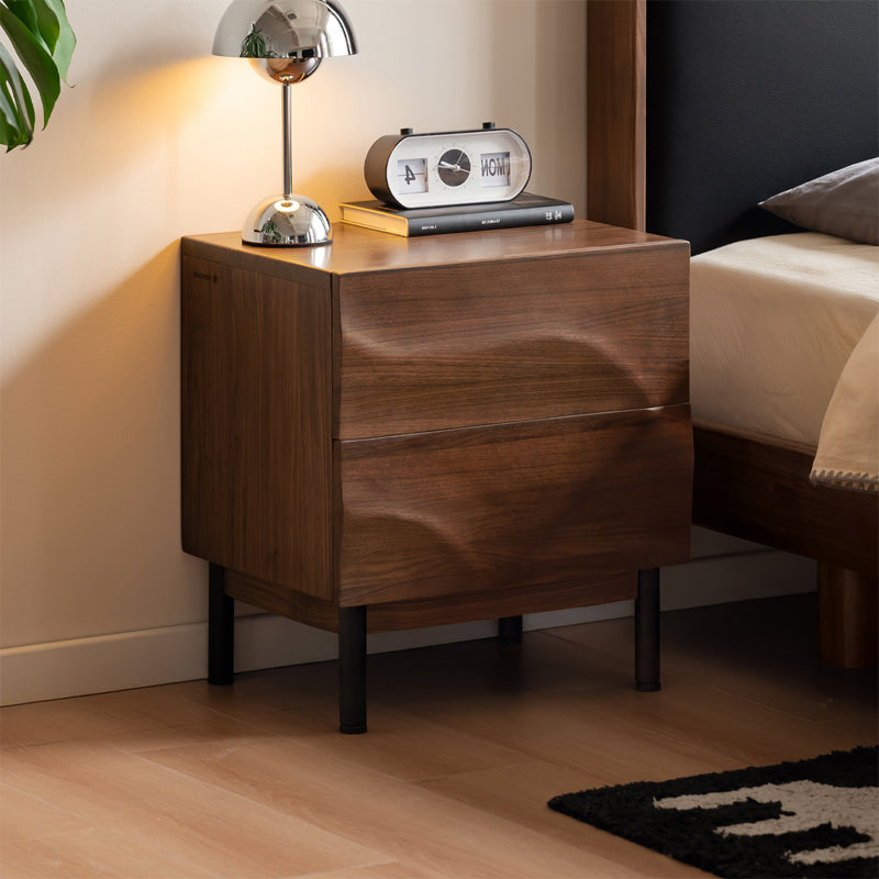 Bellaire Bedside Table Natural Solid Walnut 45cm 