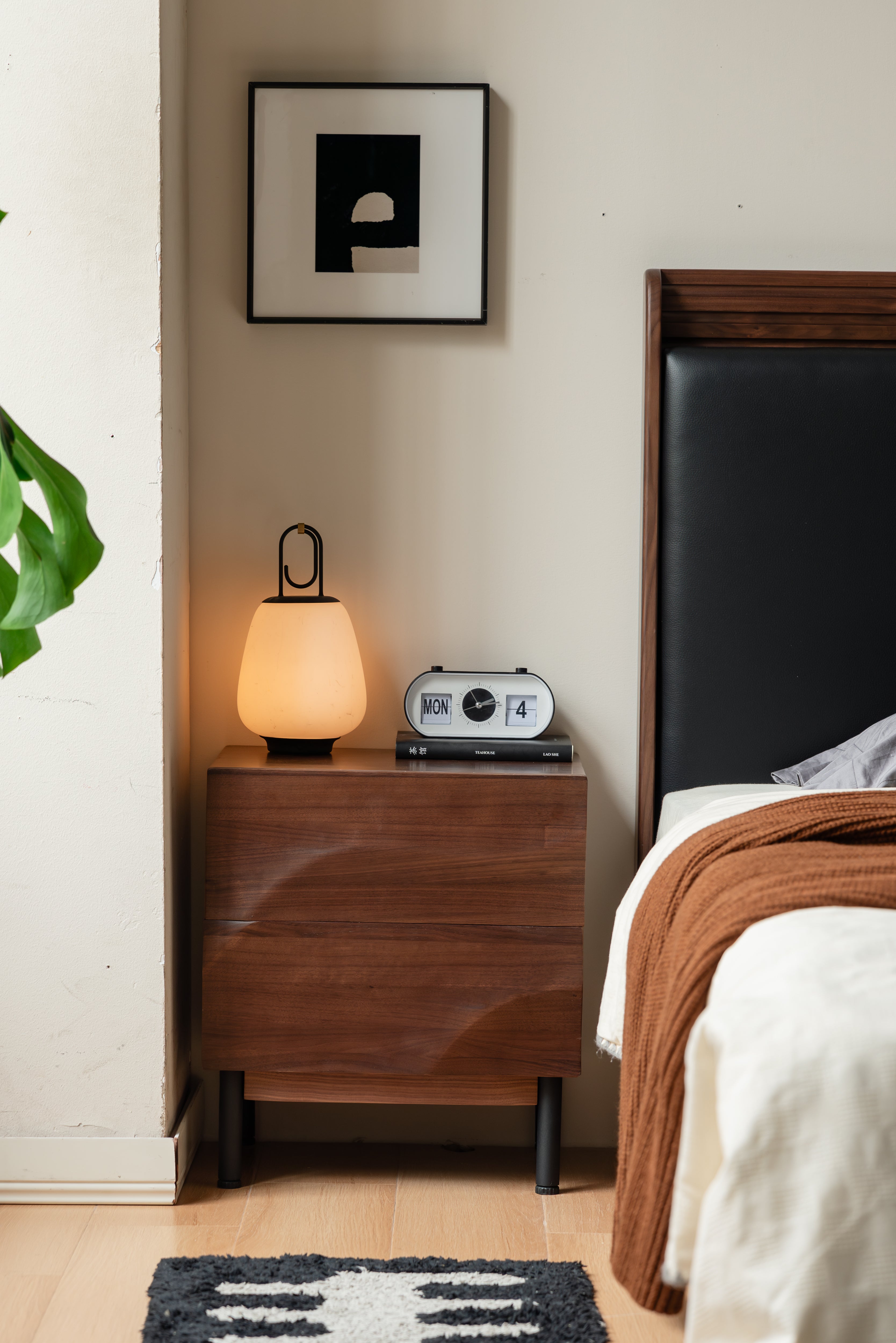 Bellaire Bedside Table Natural Solid Walnut 45cm