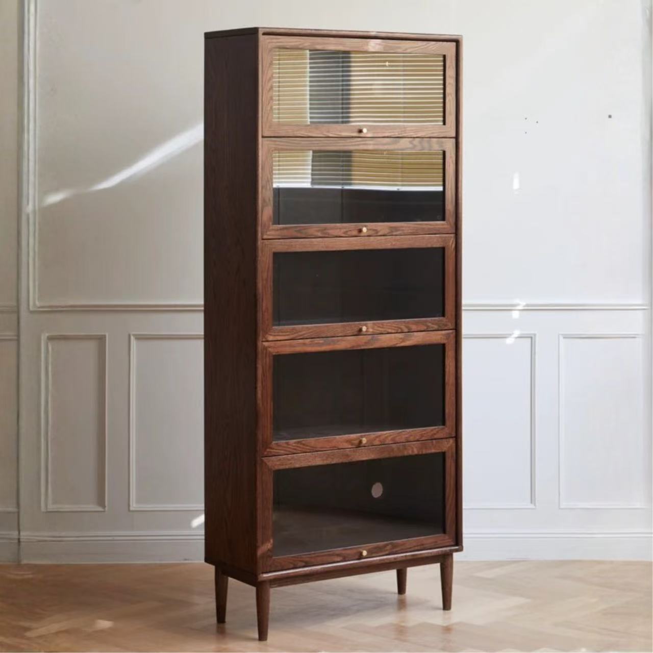Benson Bookcase Oak Stained Walnut Colour 180cm