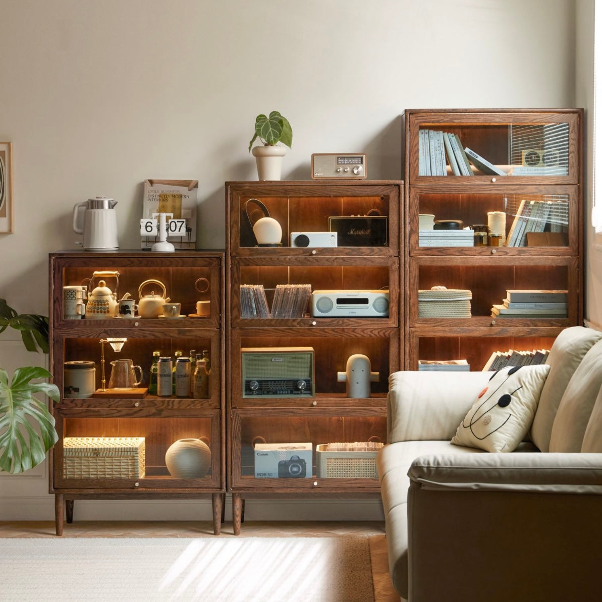 Benson Bookcase Oak Stained Walnut Colour_2