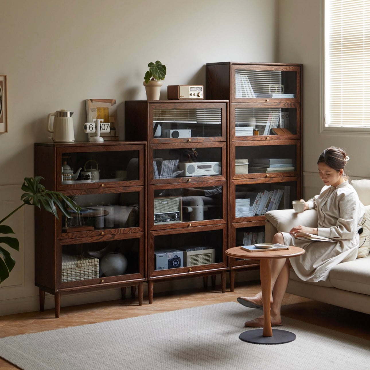 Benson Bookcase Oak Stained Walnut Colour