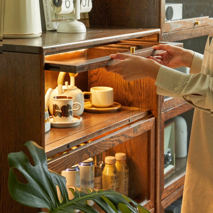 Benson Bookcase Oak Stained Walnut Colour