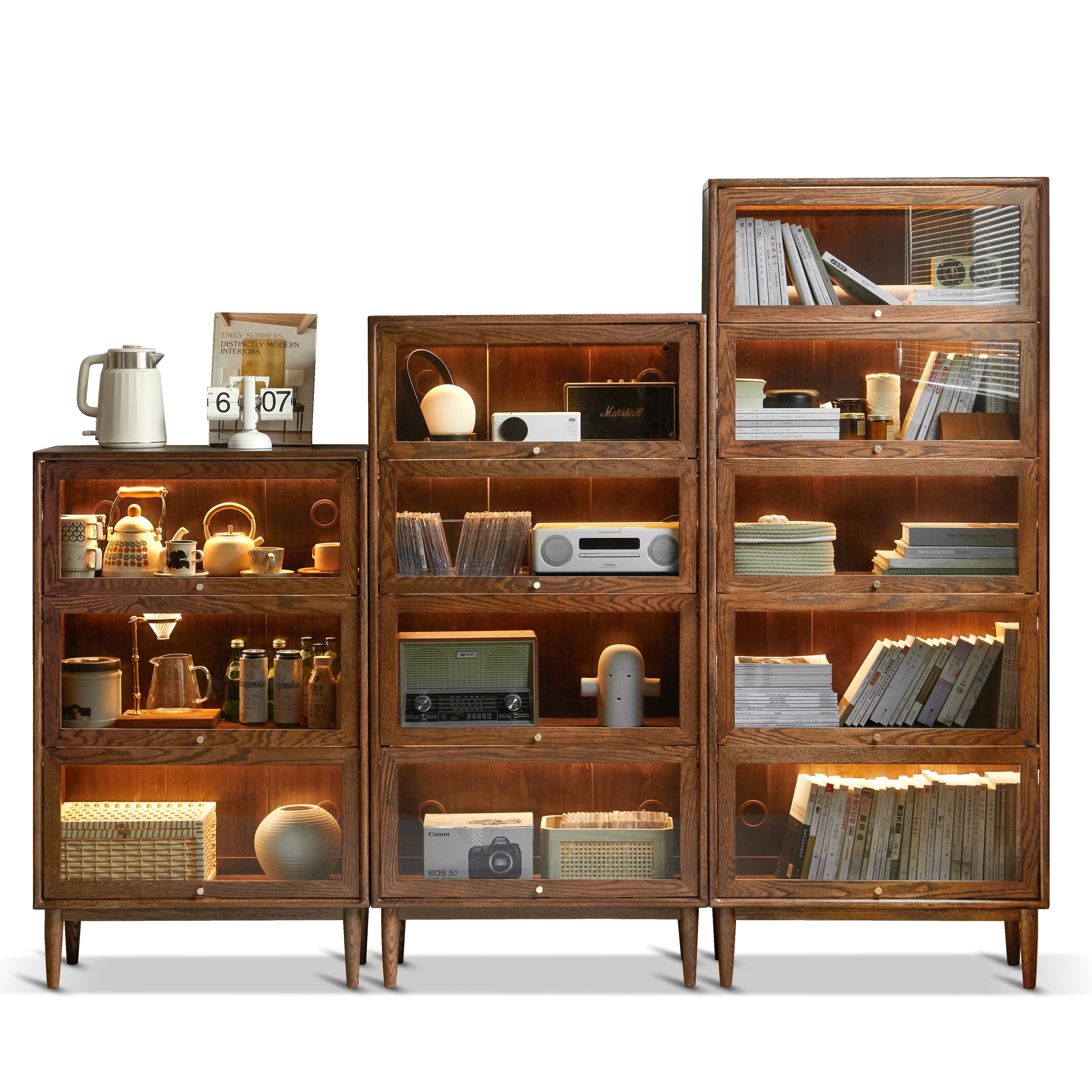 Benson Bookcase Oak Stained Walnut Colour