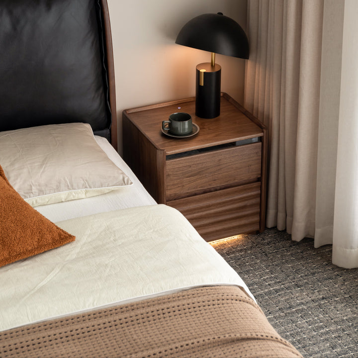 Bowen Bedside Table Natural Solid Walnut 47cm