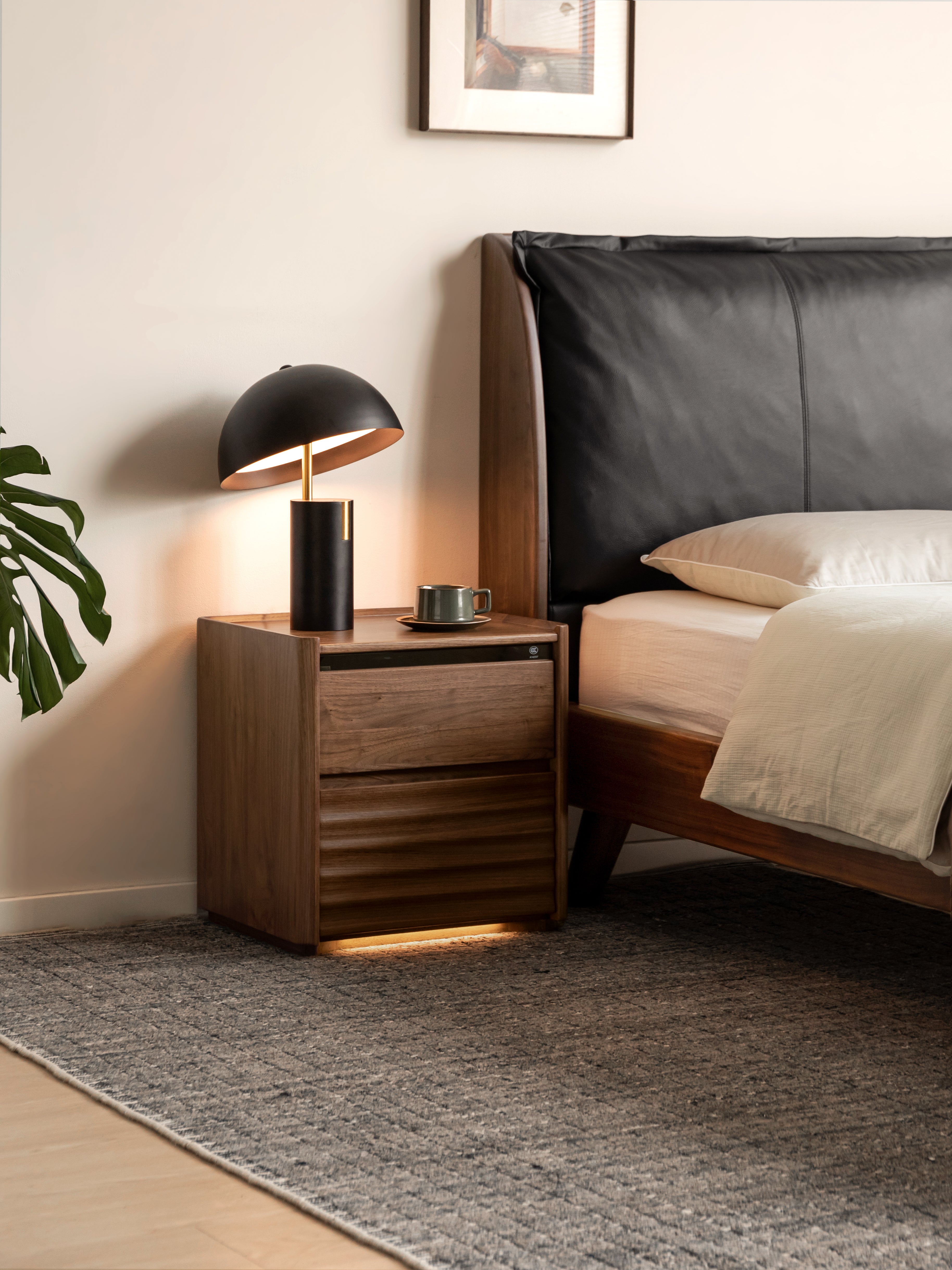 Bowen Bedside Table Natural Solid Walnut 47cm