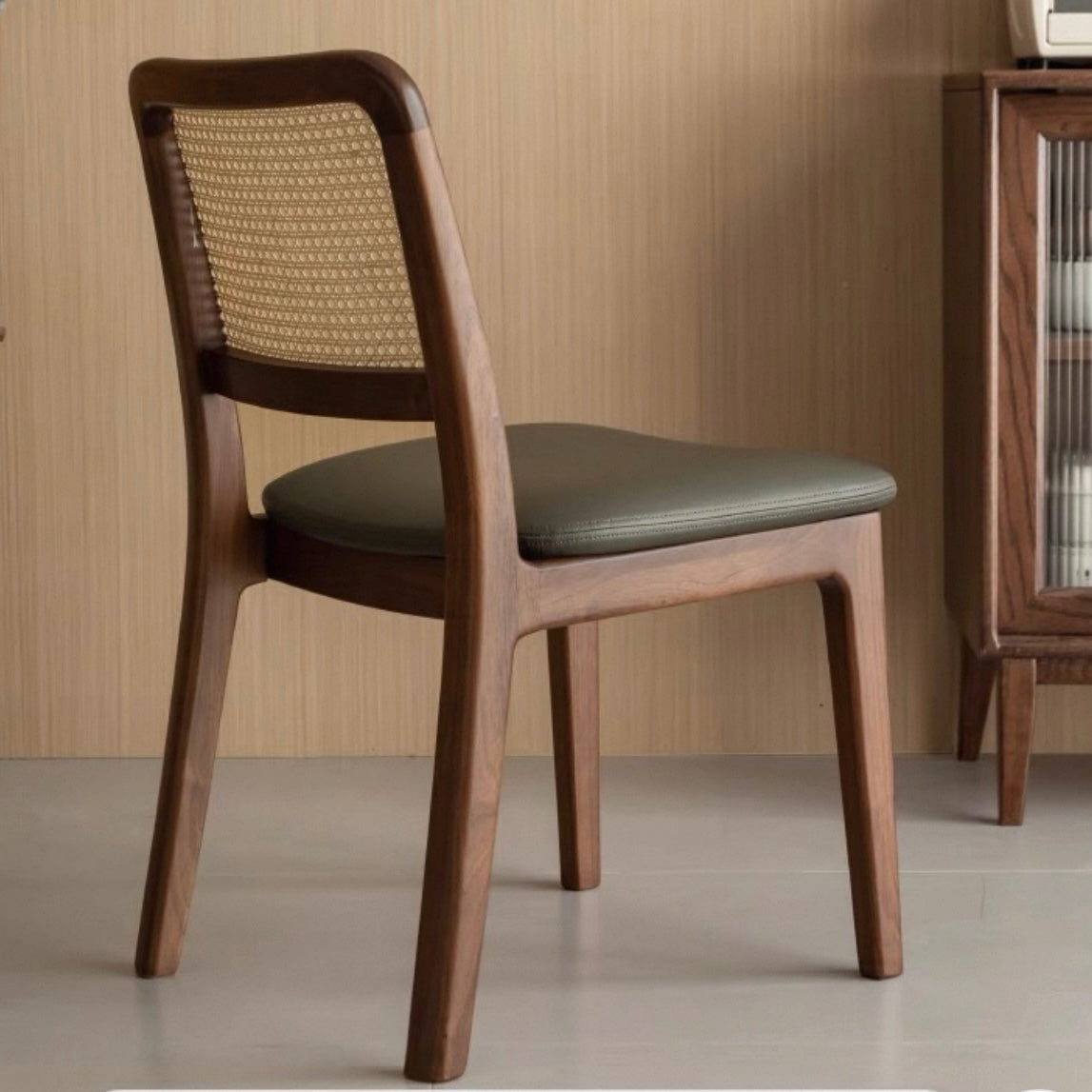 Bruce Chair Oak Stained Walnut Colour-Black Seat