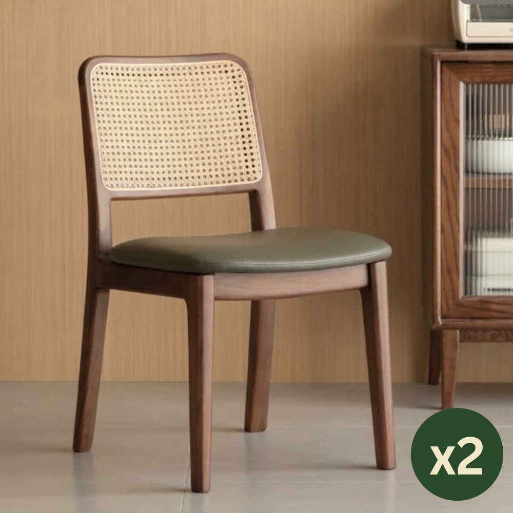 Bruce Chair Oak Stained Walnut Colour-Forest Green Seat (x 2 Chair Packs)