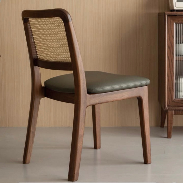 Bruce Chair Oak Stained Walnut Colour-Forest Green Seat