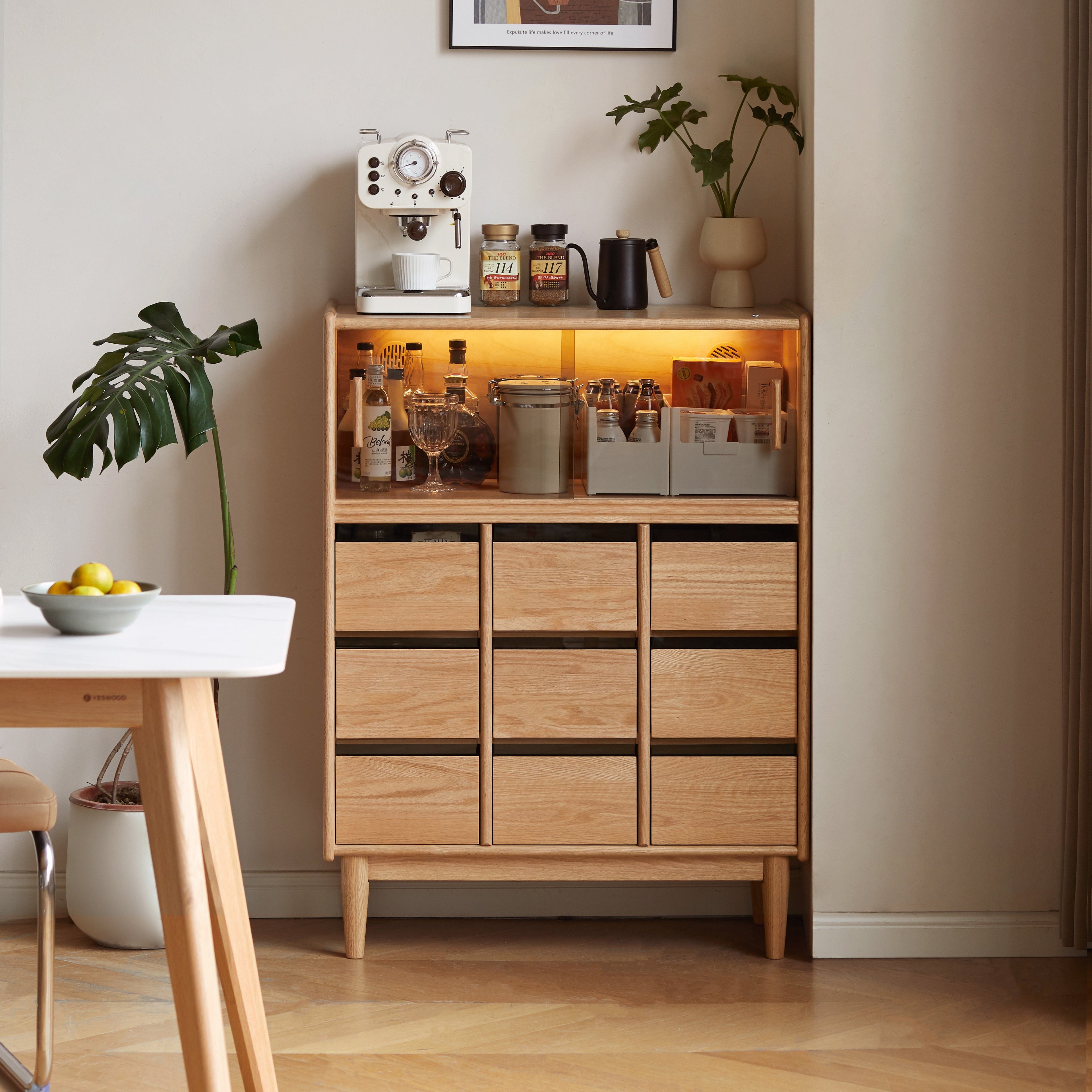 Carlton Display Sideboard Natural Solid Oak 82cm