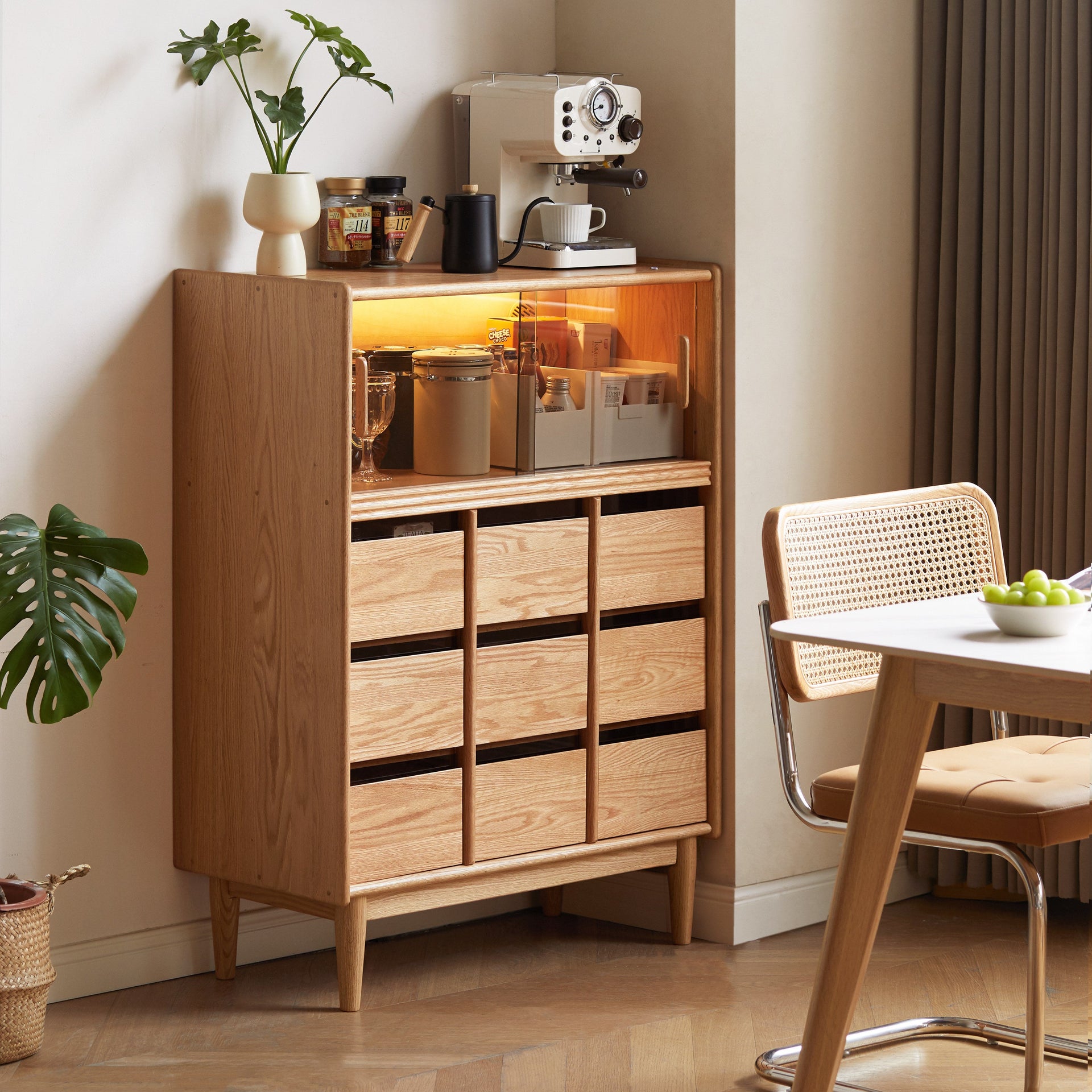 Carlton Display Sideboard Natural Solid Oak 82cm