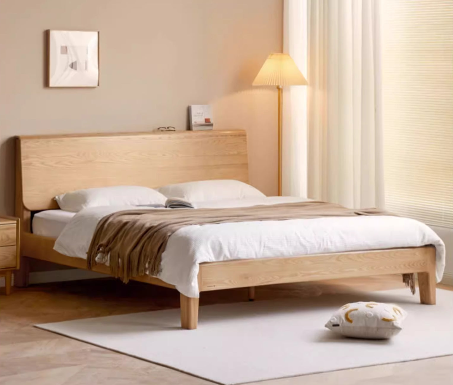 Carroll Double Size Bed Natural Solid Ash