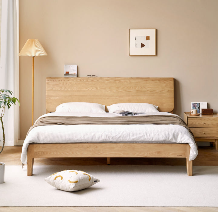 Carroll Double Size Bed Natural Solid Ash