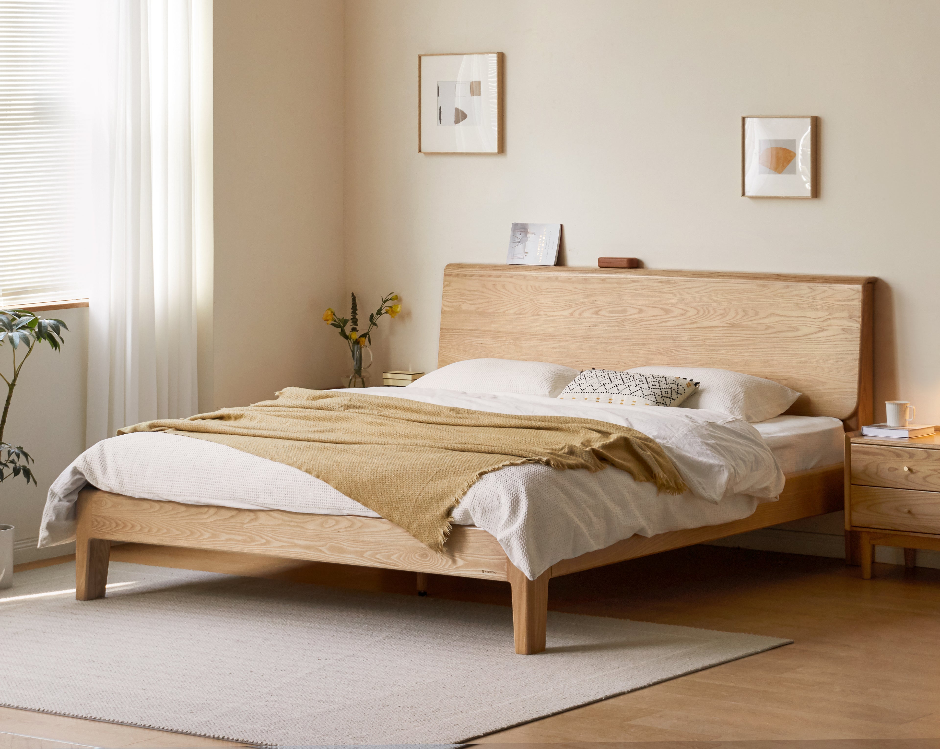 Carroll Double Size Bed Natural Solid Ash