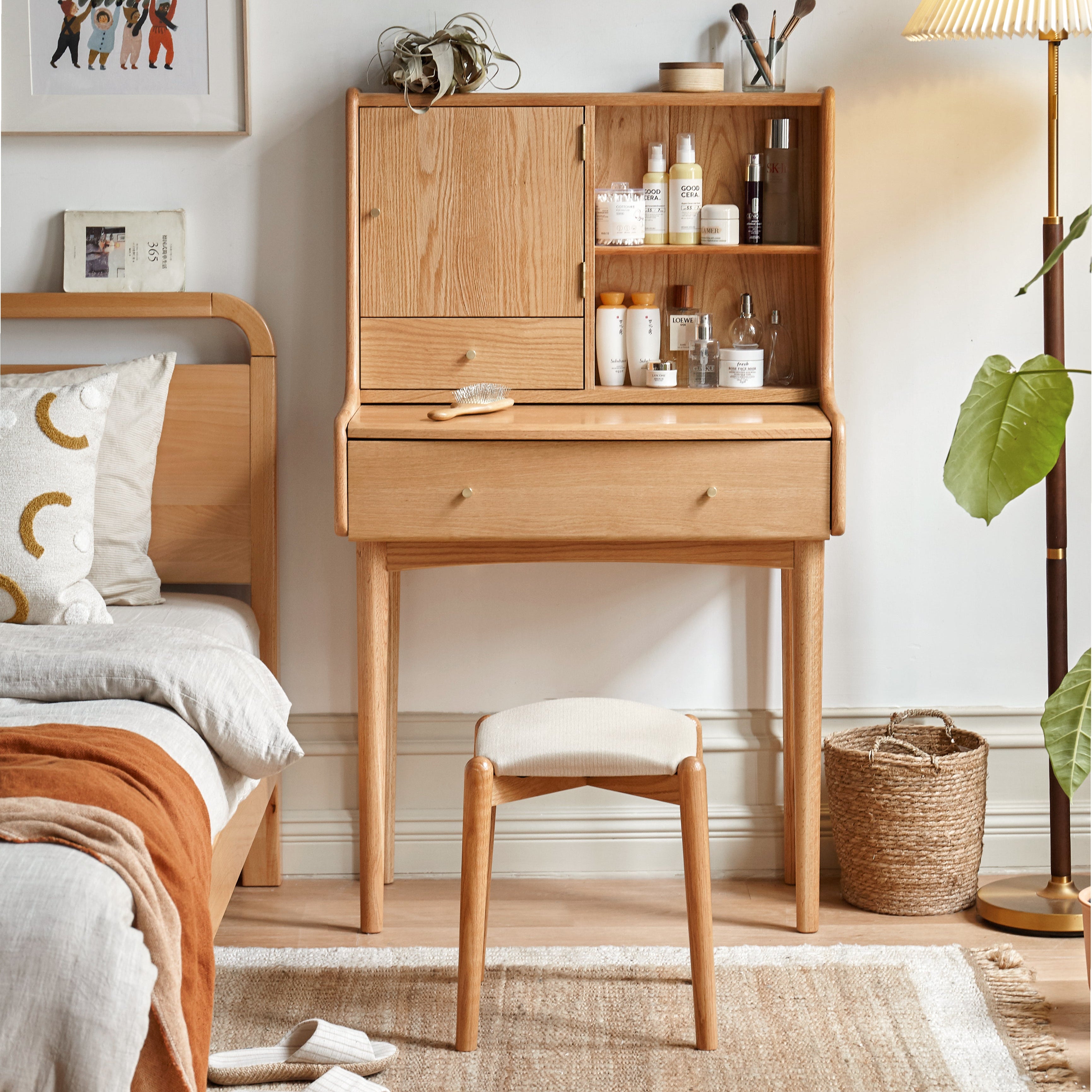 Celia Dressing Table Natural Solid Oak 126cm
