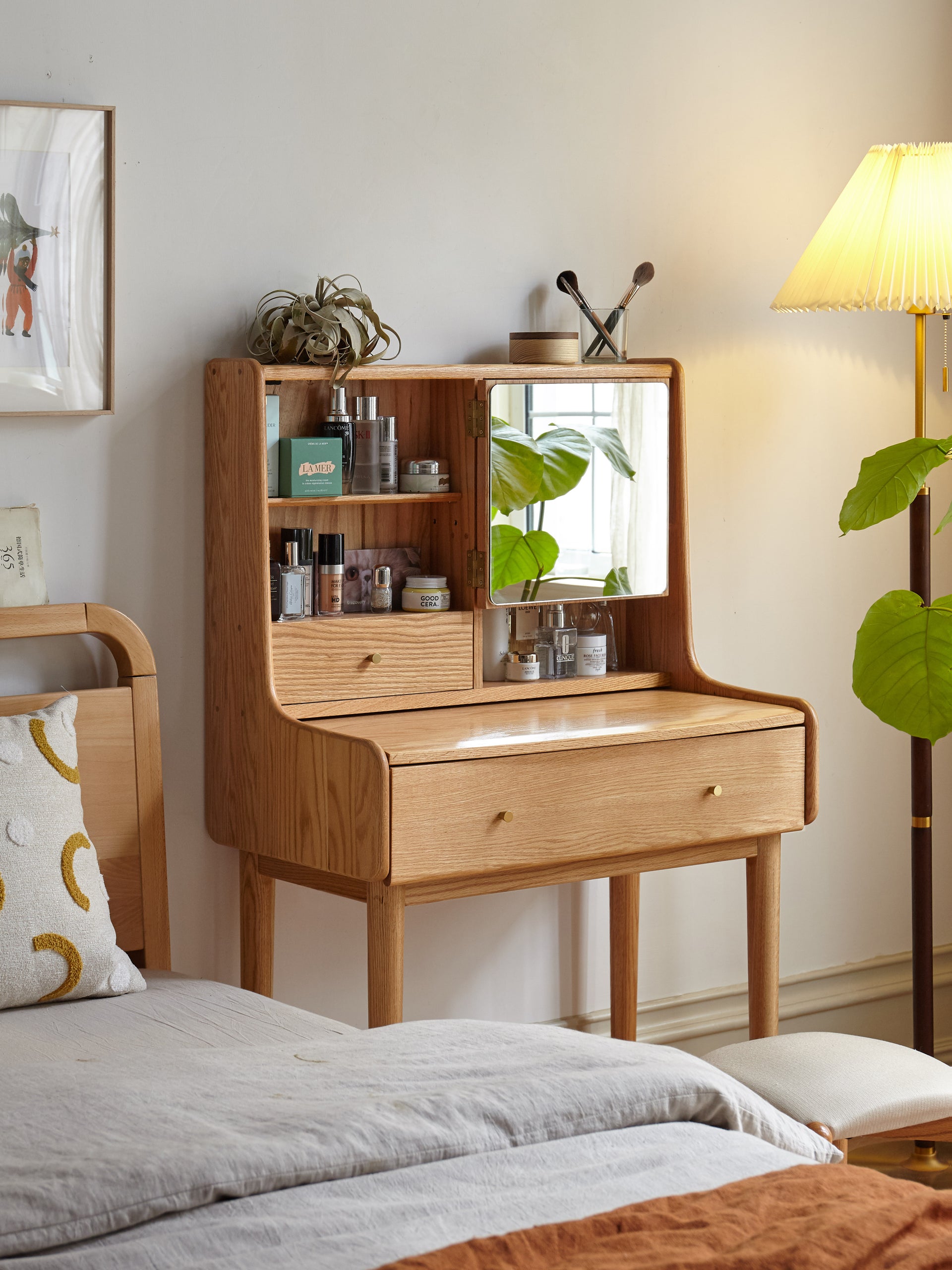Celia Dressing Table Natural Solid Oak 126cm
