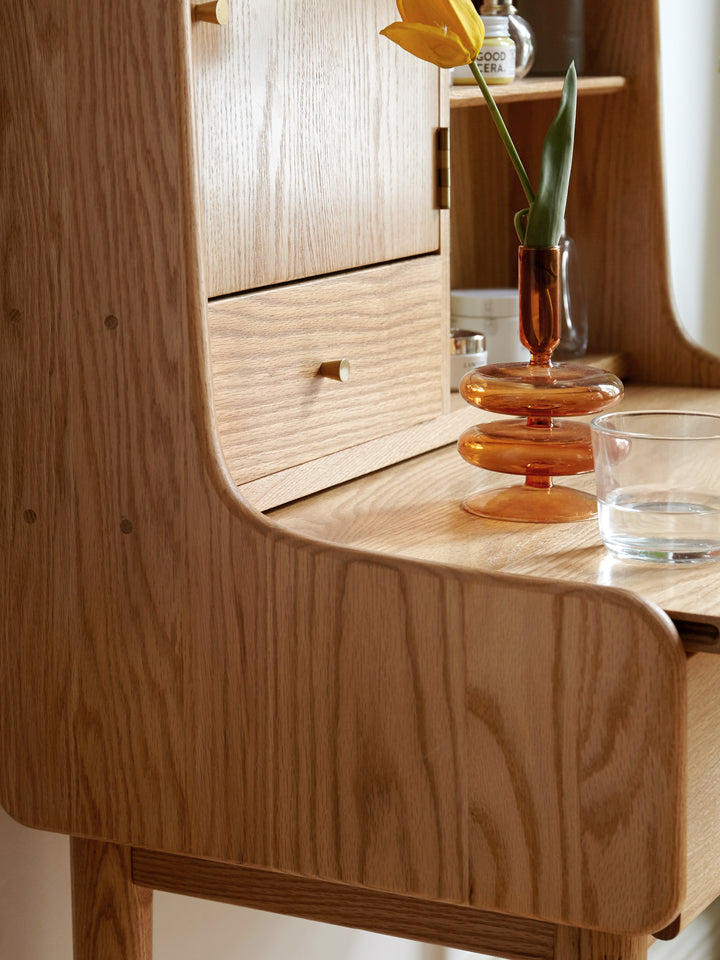 Celia Dressing Table Natural Solid Oak 126cm