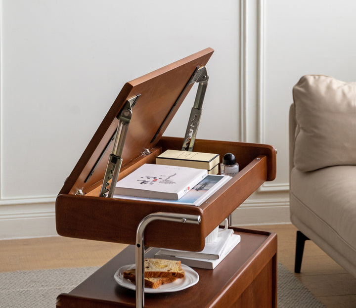 CleverRoll Side Cabinet Solid Oak 680mm Walnut Colour