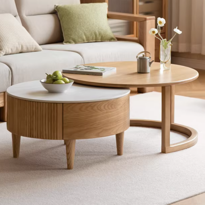 Clota Coffee Table/ Natural Solid Ash Wood / L80cm S66cm