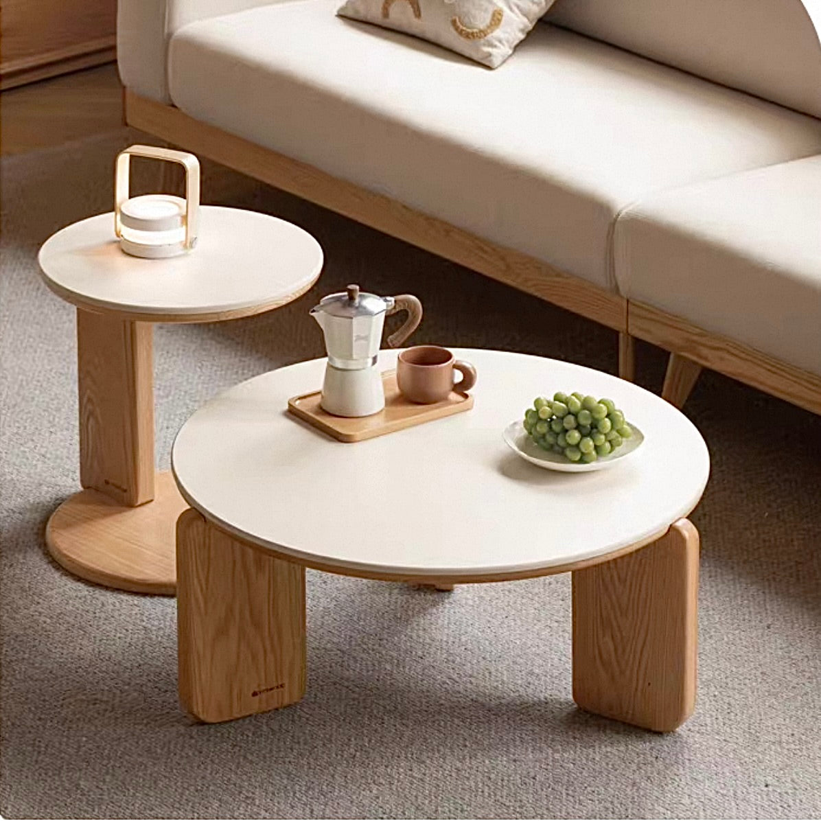 Como Coffee Table 80cm+45cm Natural Solid Oak