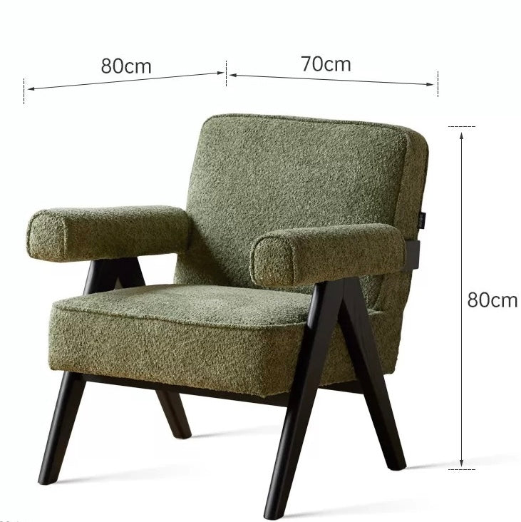 Cyril Armchair Matcha Green Fabric × Natural Wood Frame