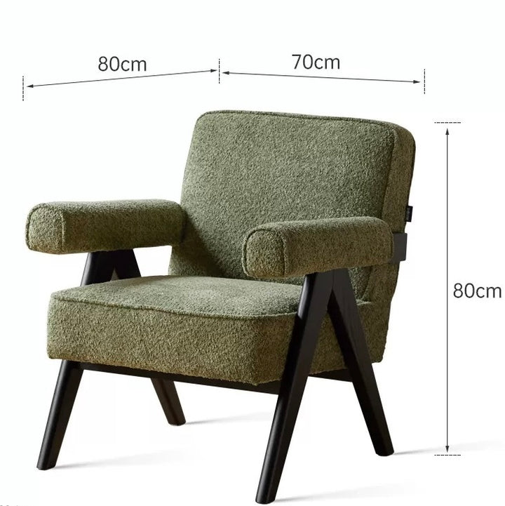 Cyril Armchair Matcha Green Fabric × Natural Wood Frame