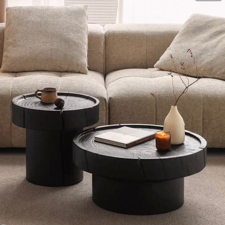 Dorking Coffee Table 68cm+50cm Carbonized Solid Pine / Smoked Black