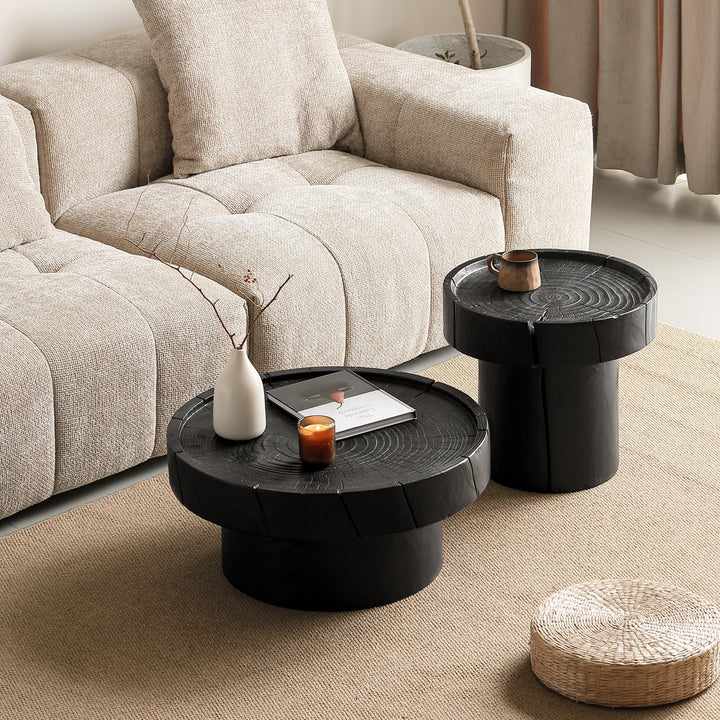 Dorking Coffee Table 70cm+50cm Carbonized Solid Pine / Smoked Black