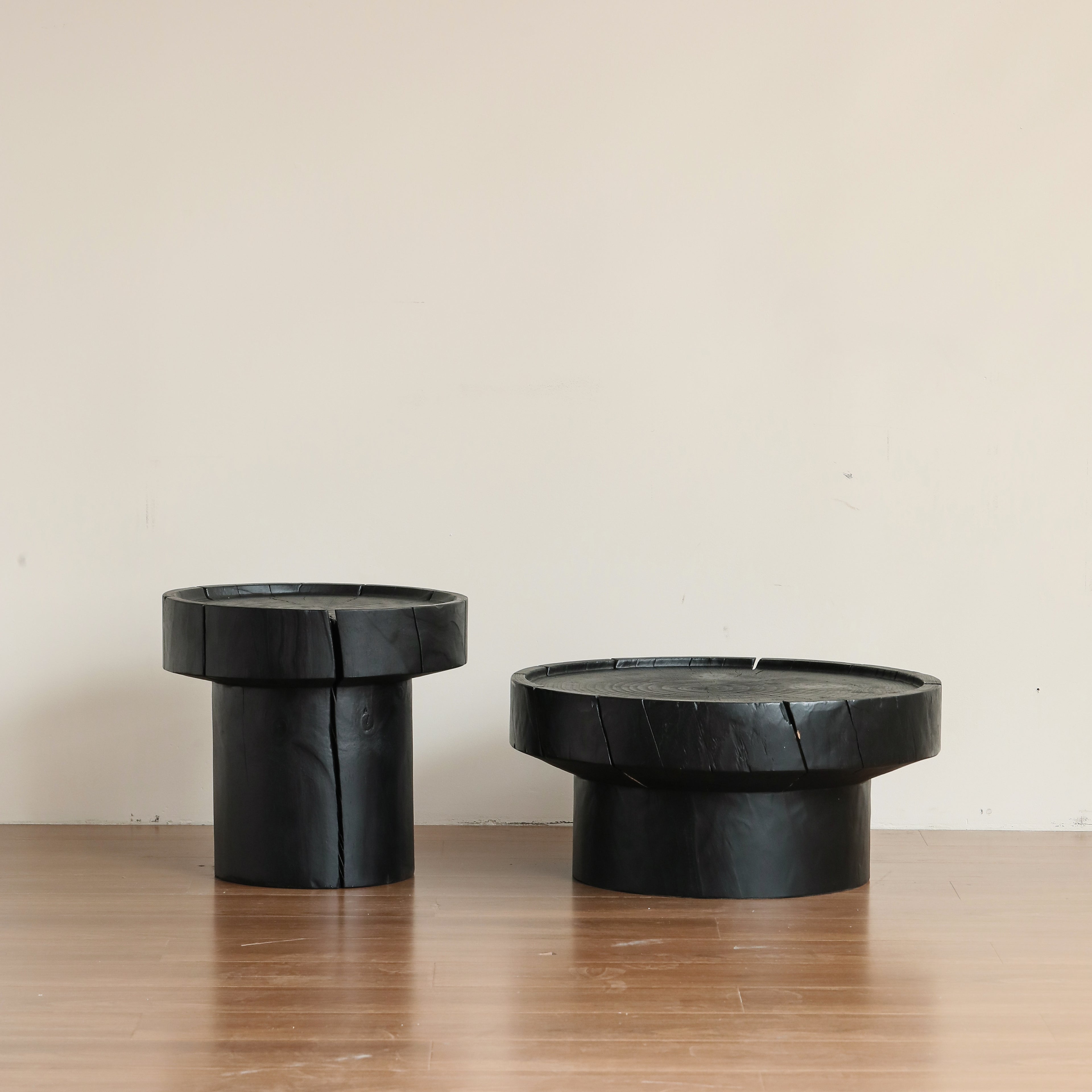 Dorking Coffee Table 70cm+50cm Carbonized Solid Pine / Smoked Black