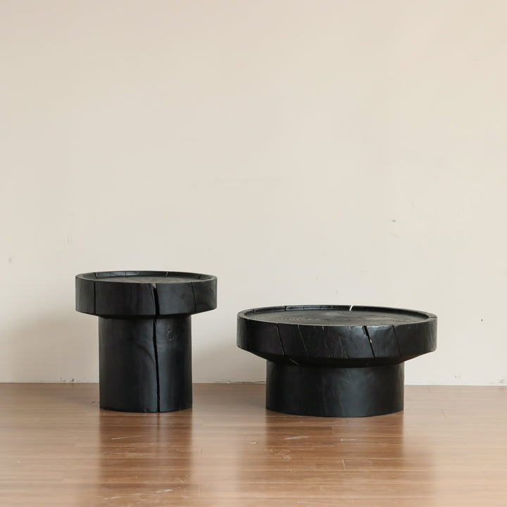 Dorking Coffee Table 70cm+50cm Carbonized Solid Pine / Smoked Black