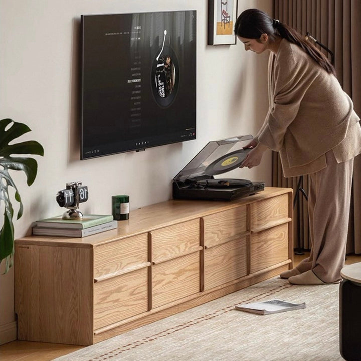 Elgar TV unit Natural Solid Oak 220cm