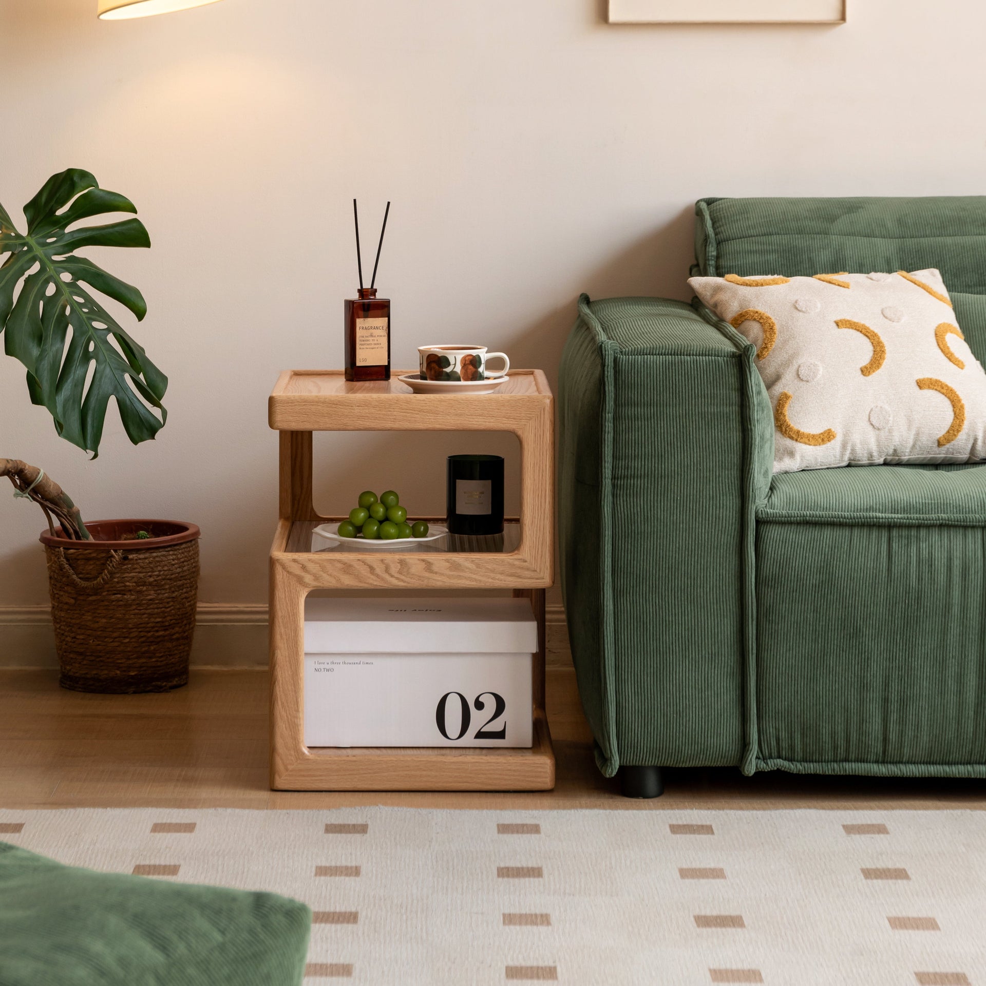 Elm Side Table Natural Solid Oak 60cm