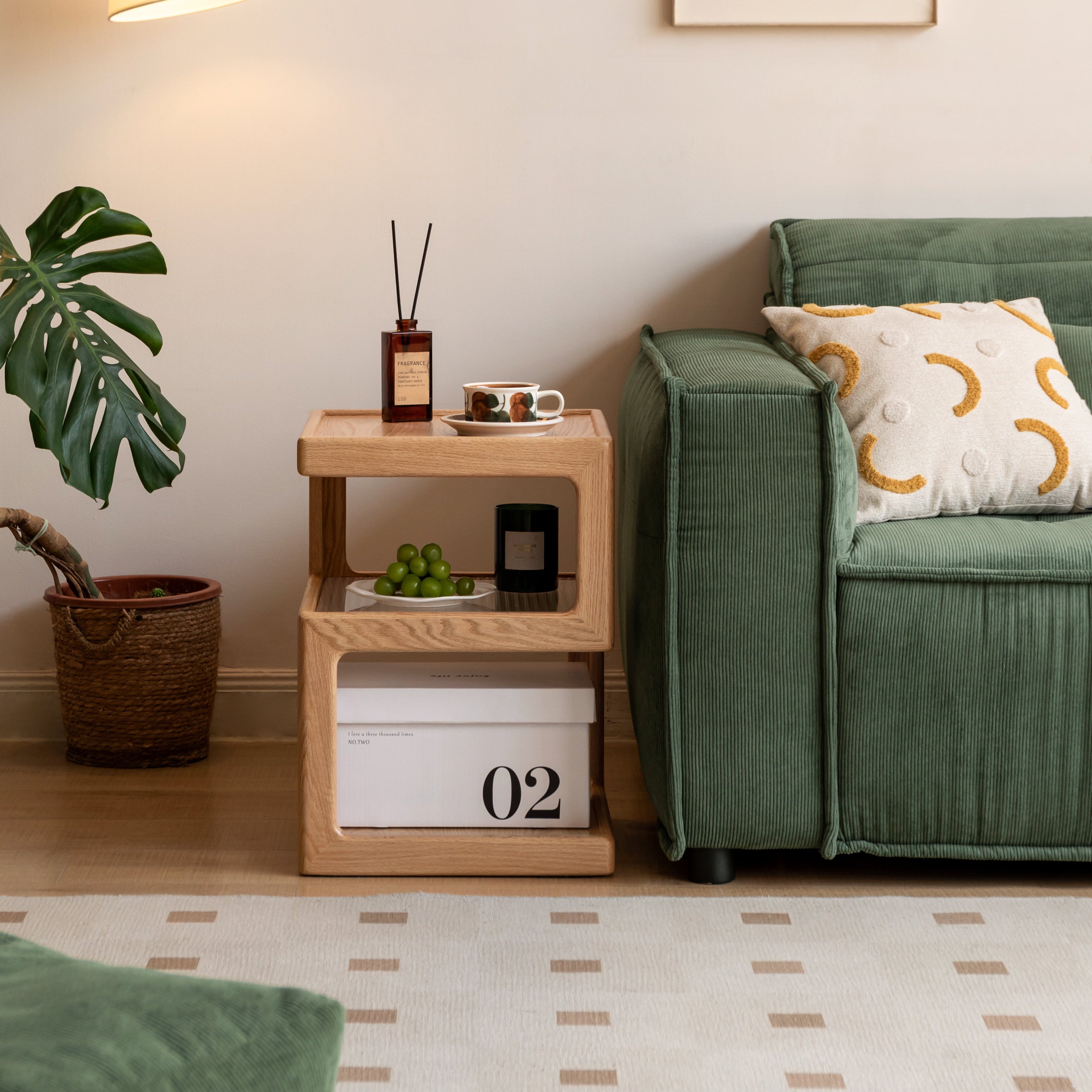 Elm Side Table Natural Solid Oak 60cm