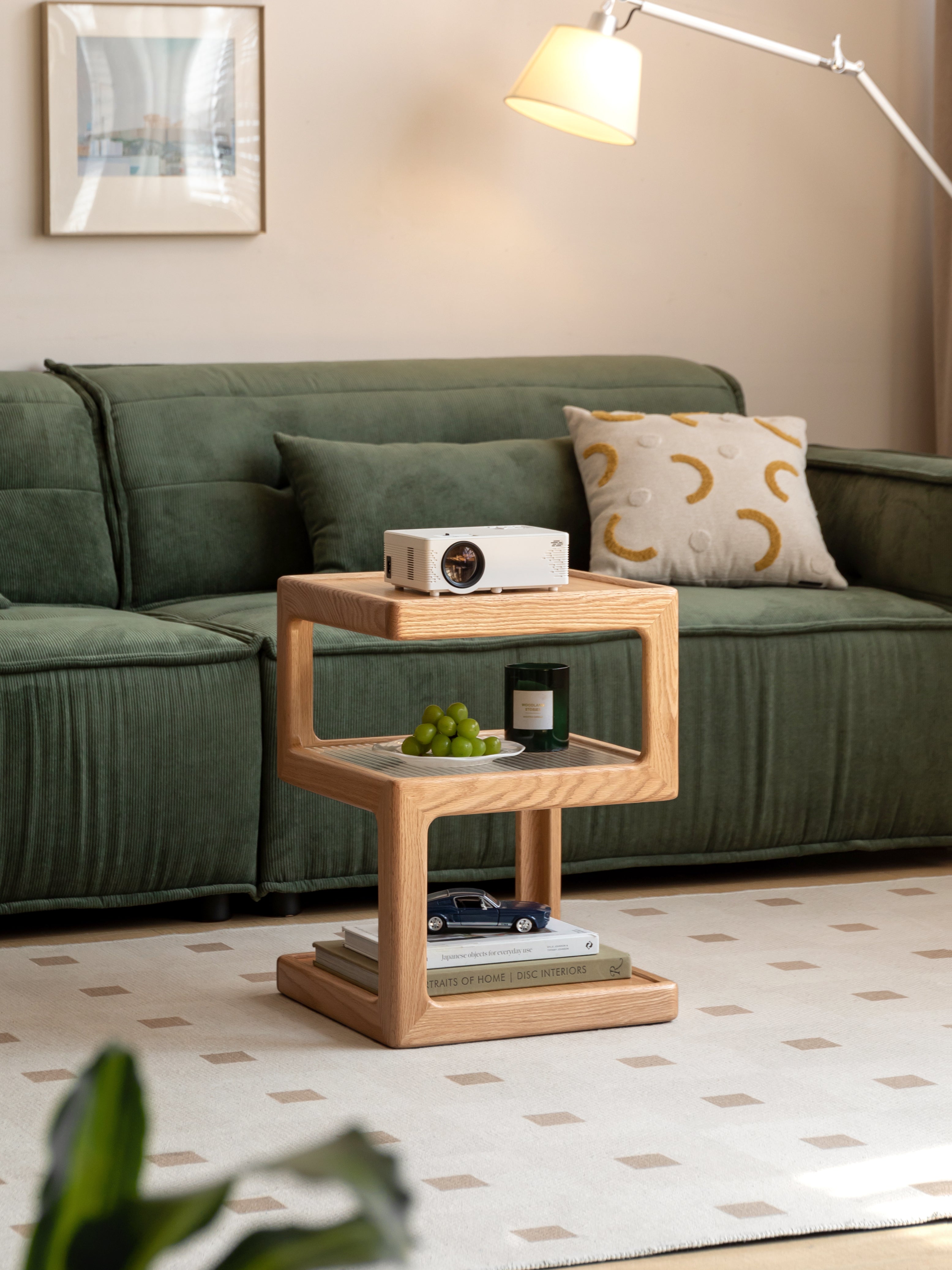 Elm Side Table Natural Solid Oak 60cm