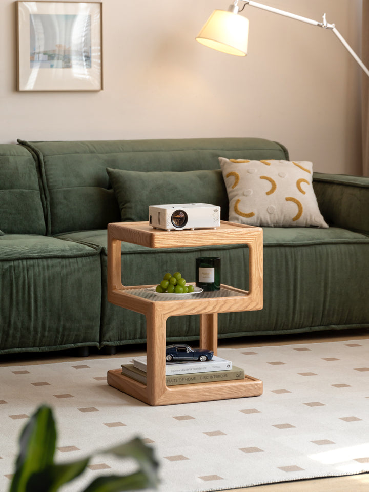 Elm Side Table Natural Solid Oak 60cm