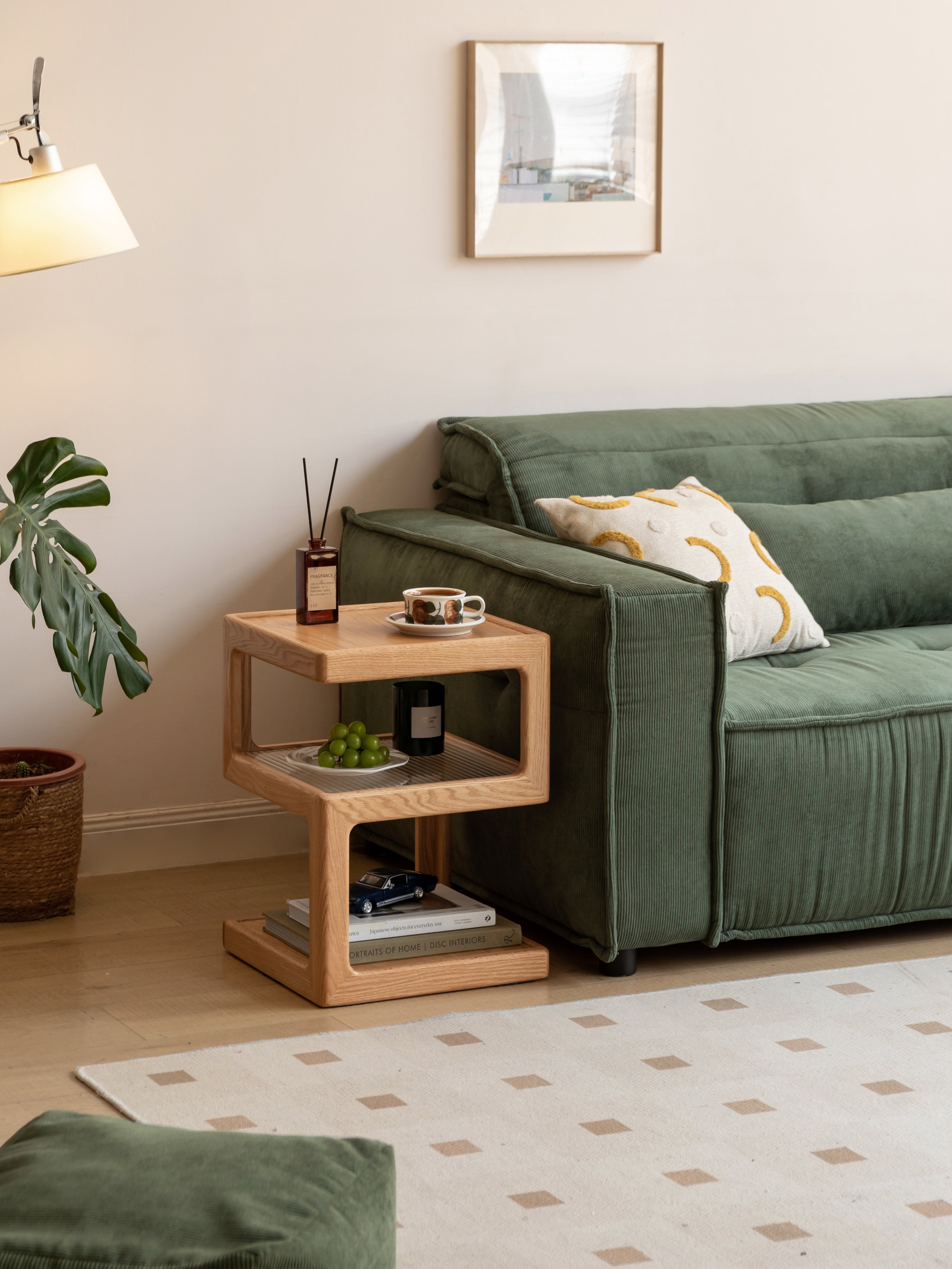 Elm Side Table Natural Solid Oak 60cm