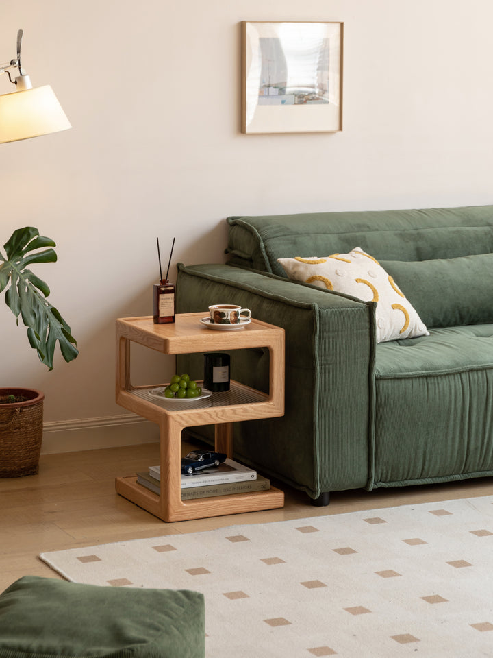 Elm Side Table Natural Solid Oak 60cm