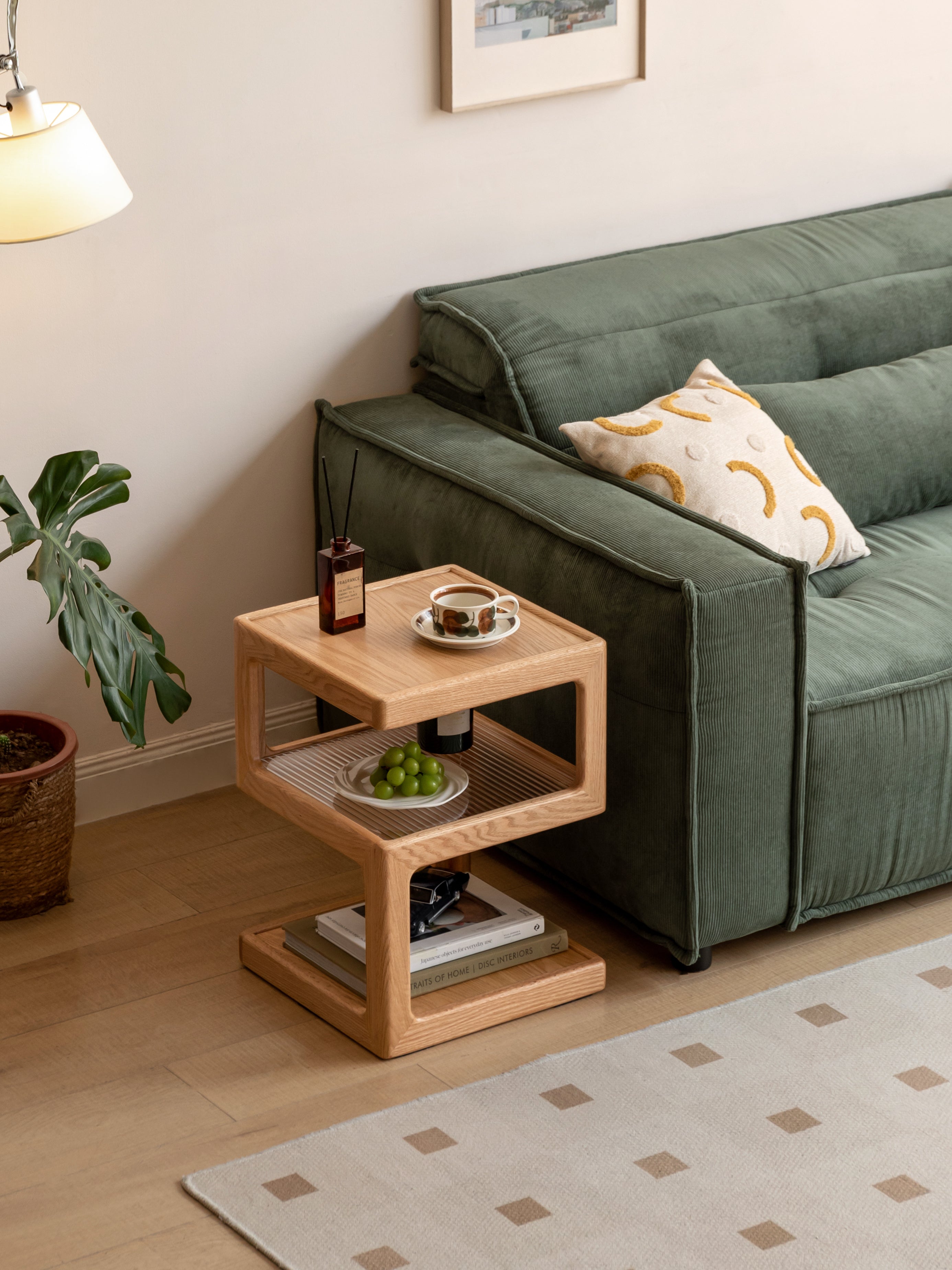 Elm Side Table Natural Solid Oak 60cm